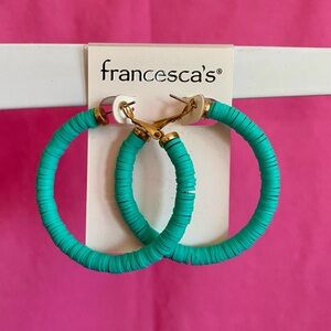 Francesca's Collections Turquoise Hoop Earring Bohemian Festival Resort Blue NEW